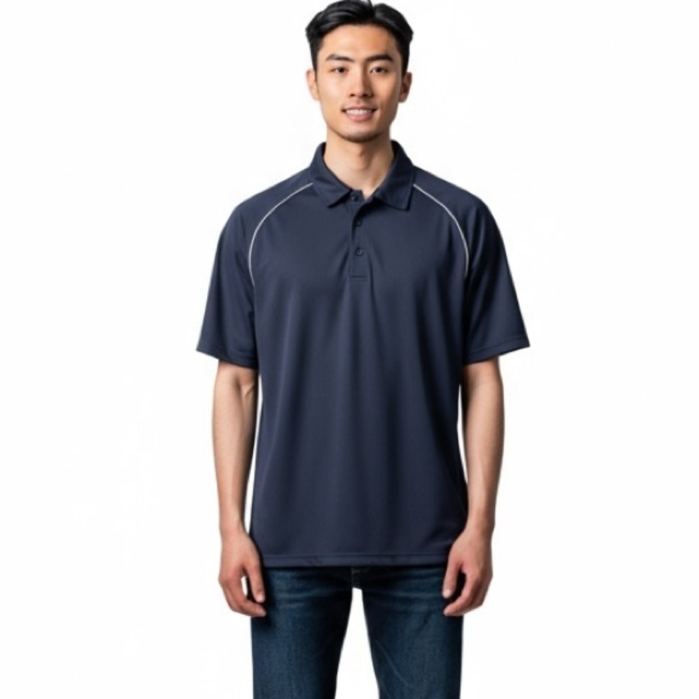 ADIDAS Blue Polo Shirt Sport Performance wicking waterproof Athleisure climacool